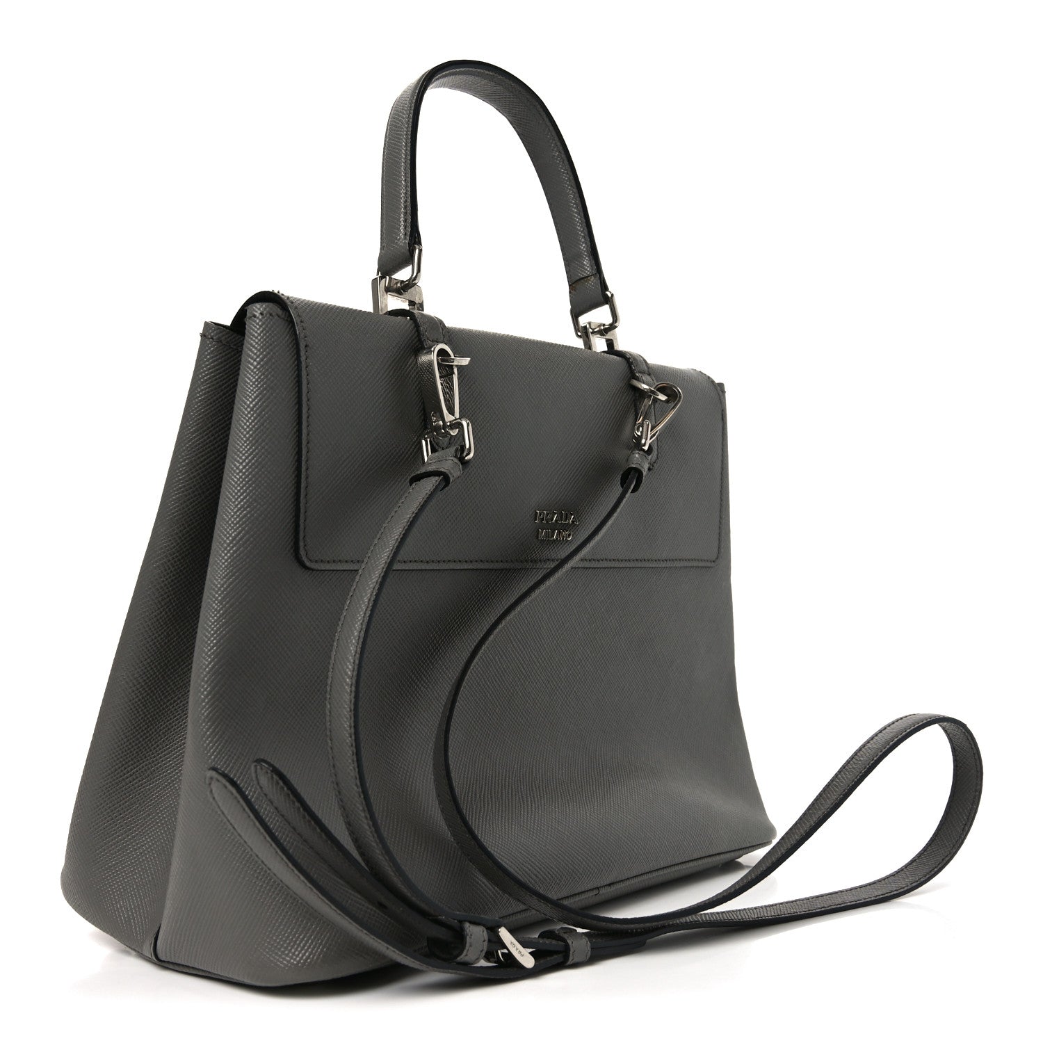 Prada Saffiano Cuir Convertible Top Handle Tote Marmo 3 of 9