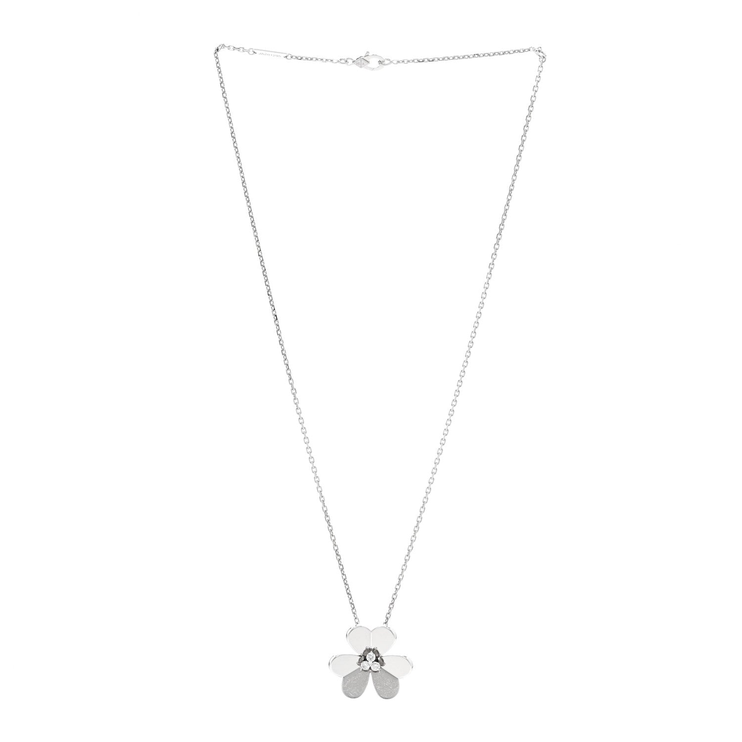 Van Cleef & Arpels 18K White Gold Diamond Large Frivole Pendant Necklace 3 of 4