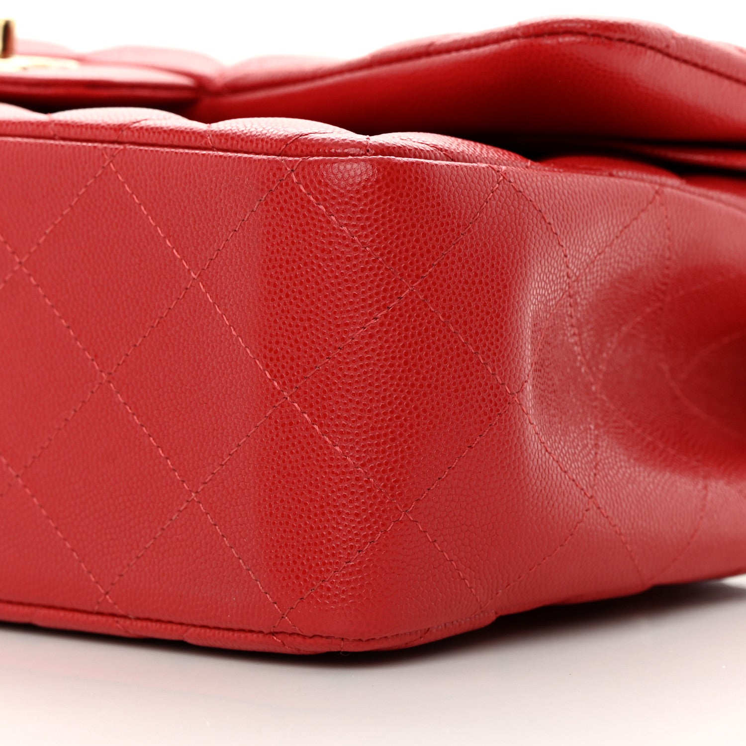 Chanel Caviar Quilted Jumbo Double Flap Red 10 of 13