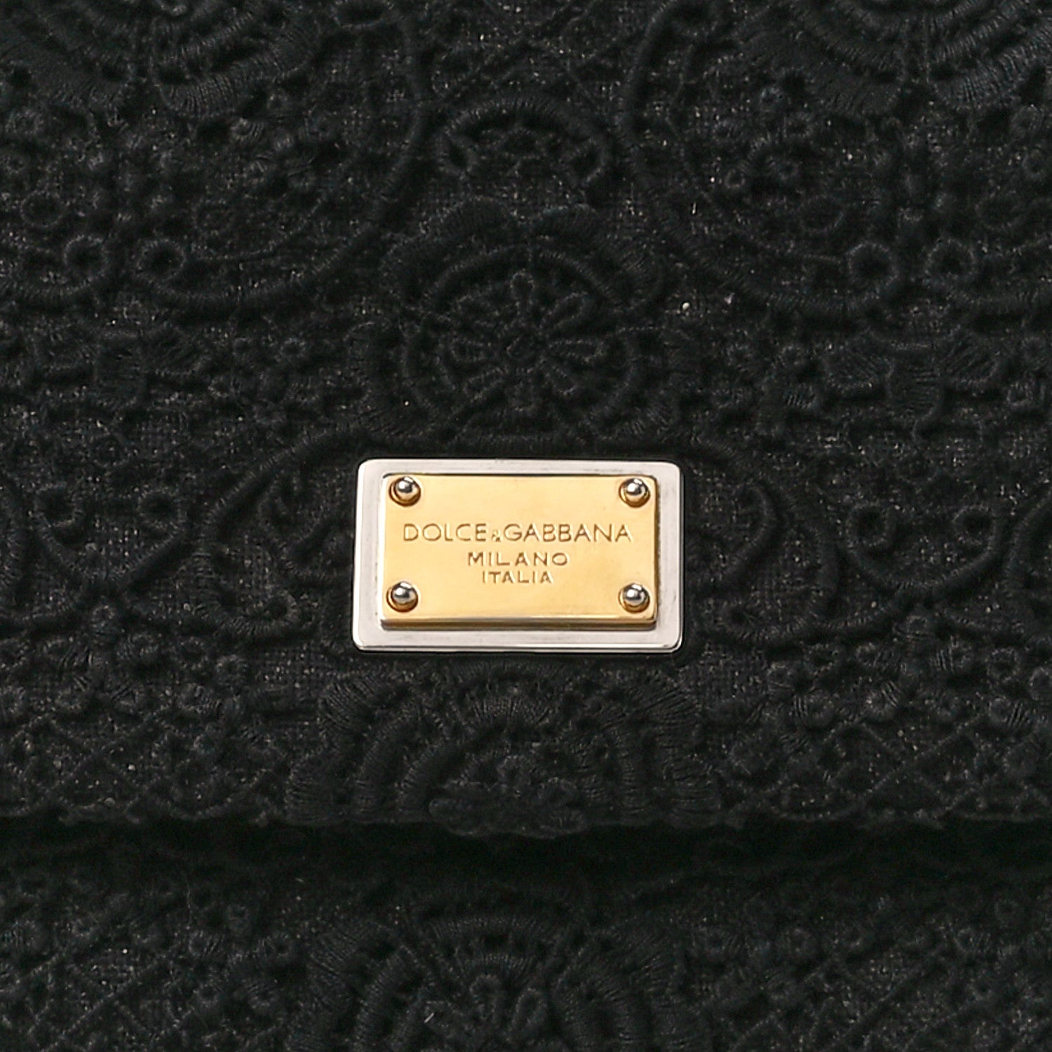 Dolce & Gabbana DOLCE & GABBANA Calfskin Lace Miss Sicily Satchel Black 8 of 14