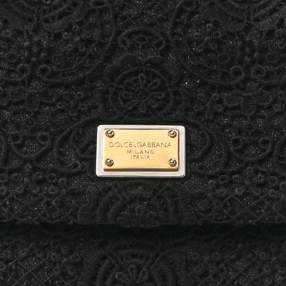 Dolce & Gabbana DOLCE & GABBANA Calfskin Lace Miss Sicily Satchel Black 8 of 14
