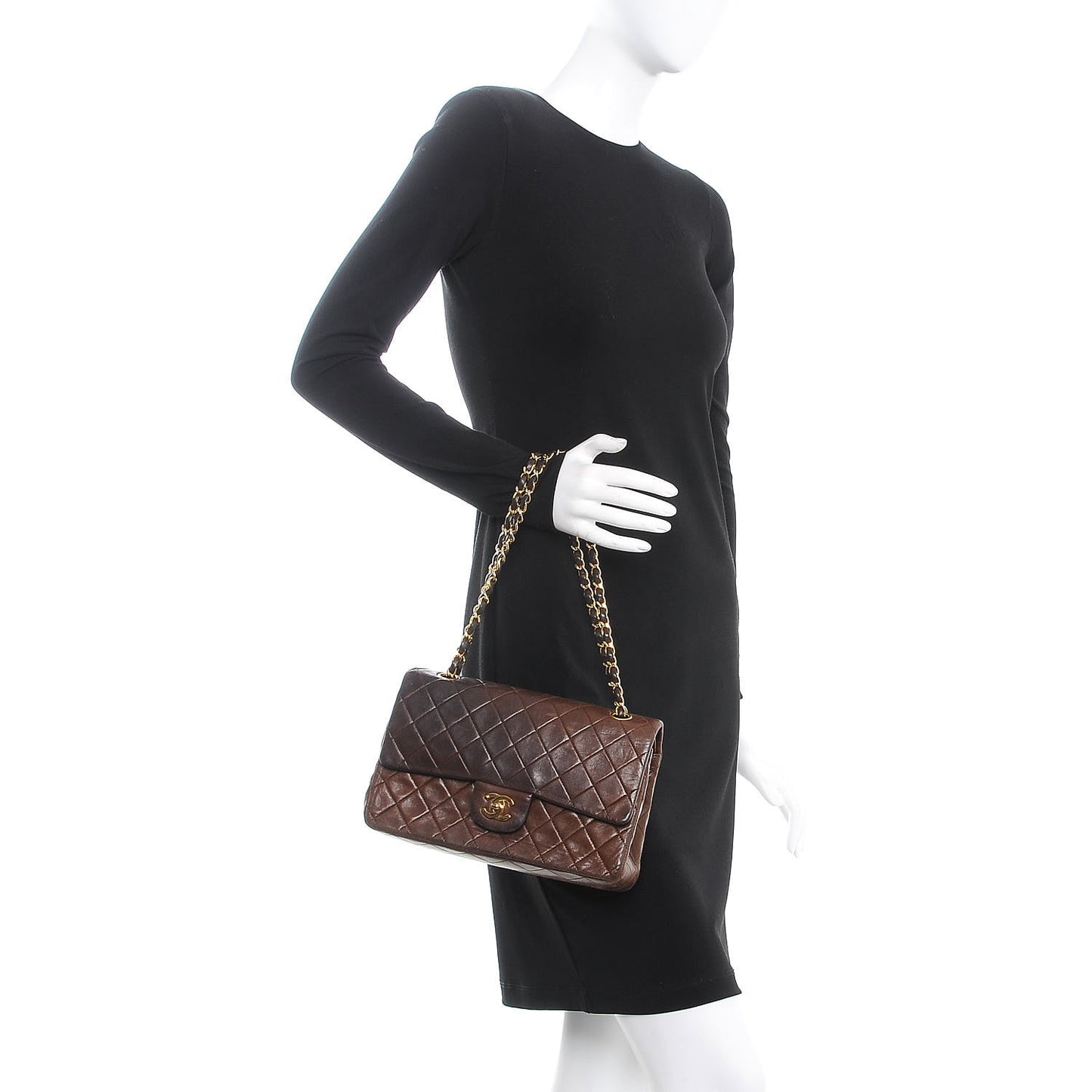 Lambskin Medium Double Flap Brown
