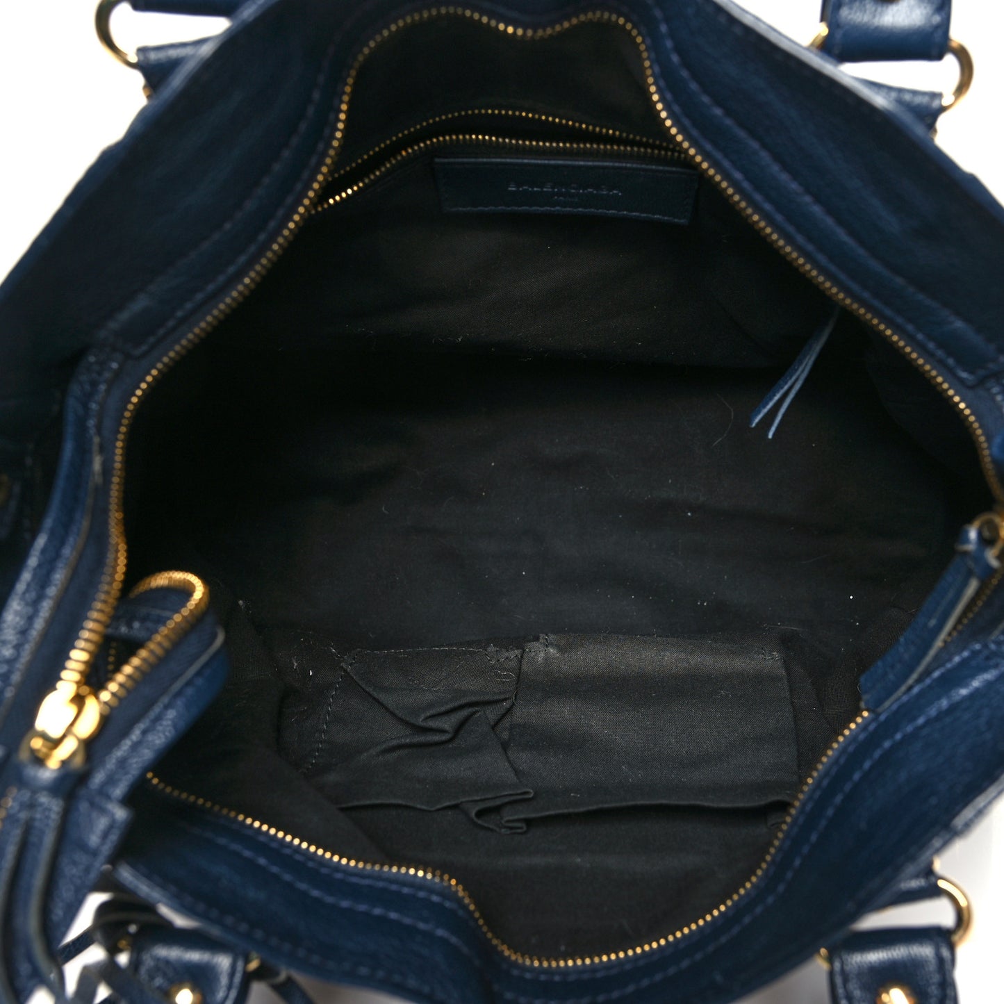 Chevre Gold Metallic Edge Hardware Velo Bleu Nuit Dark Sea