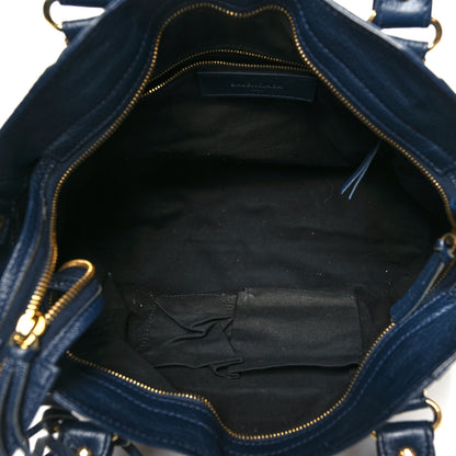 Balenciaga Chevre Gold Metallic Edge Hardware Velo Bleu Nuit Dark Sea 5 of 13