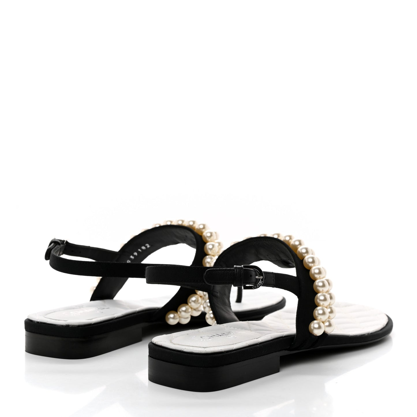 Grosgrain Pearl CC Sandals 39 Black
