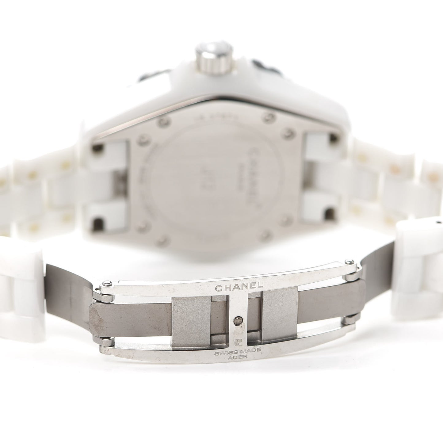 Stainless Steel Ceramic Diamond 33mm J12 Quartz Watch White