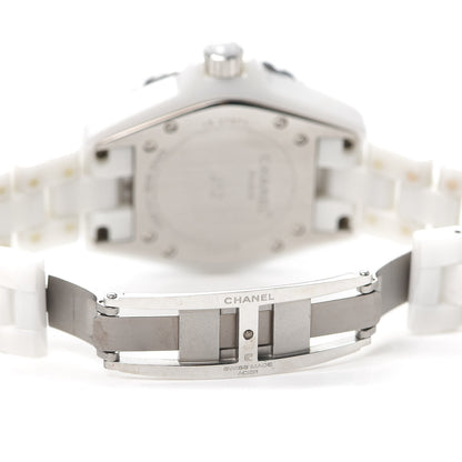 Chanel Stainless Steel Ceramic Diamond 33mm J12 Quartz Watch White 5 of 6