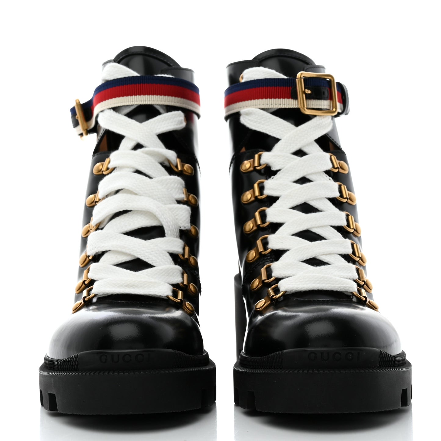 Calfskin Sylvie Web Womens Lace Up Combat Boots 38.5 Black