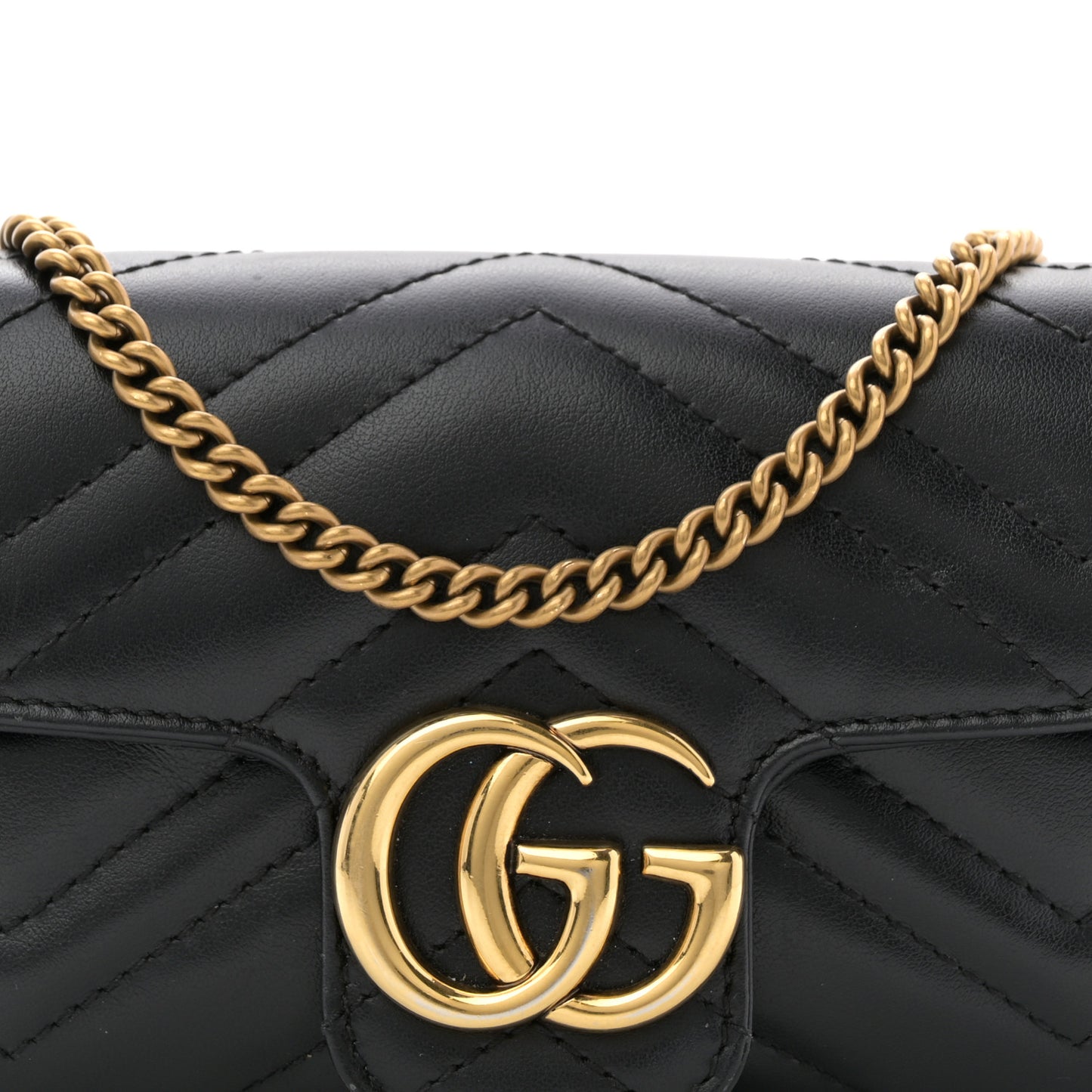 Calfskin Matelasse Super Mini GG Marmont Shoulder Bag Black