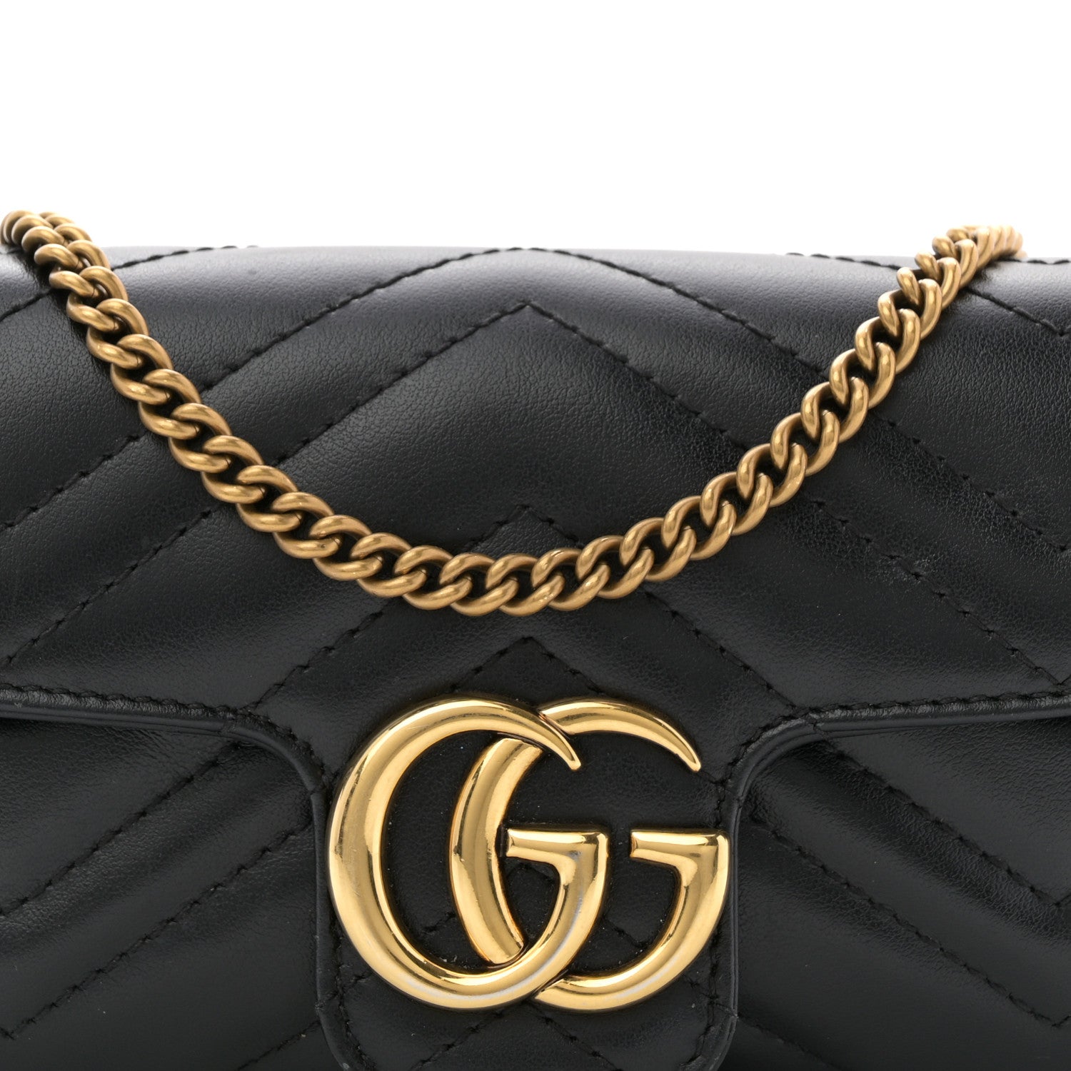 Gucci Calfskin Matelasse Super Mini GG Marmont Shoulder Bag Black 8 of 11