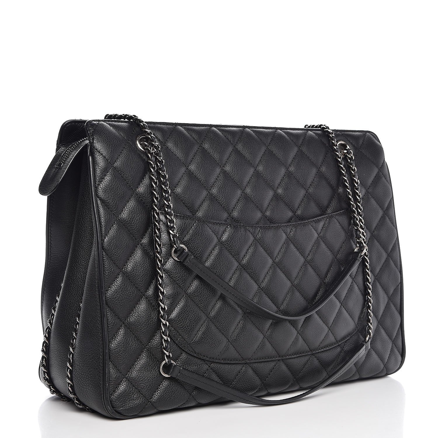 Chanel Calfskin Quilted Frame In Chain Tote Black 3 of 7