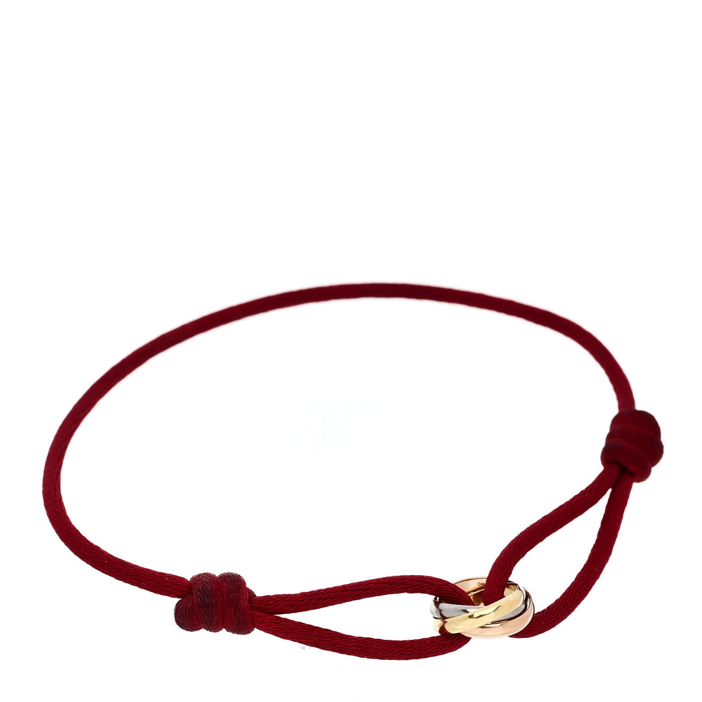 18K Pink Yellow White Gold Trinity Cord Bracelet Red