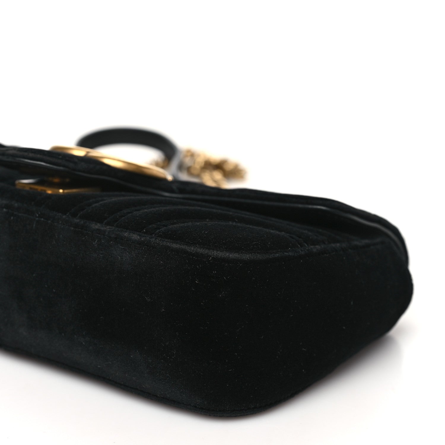 Gucci Velvet Matelasse Mini GG Marmont Shoulder Bag Black 10 of 10