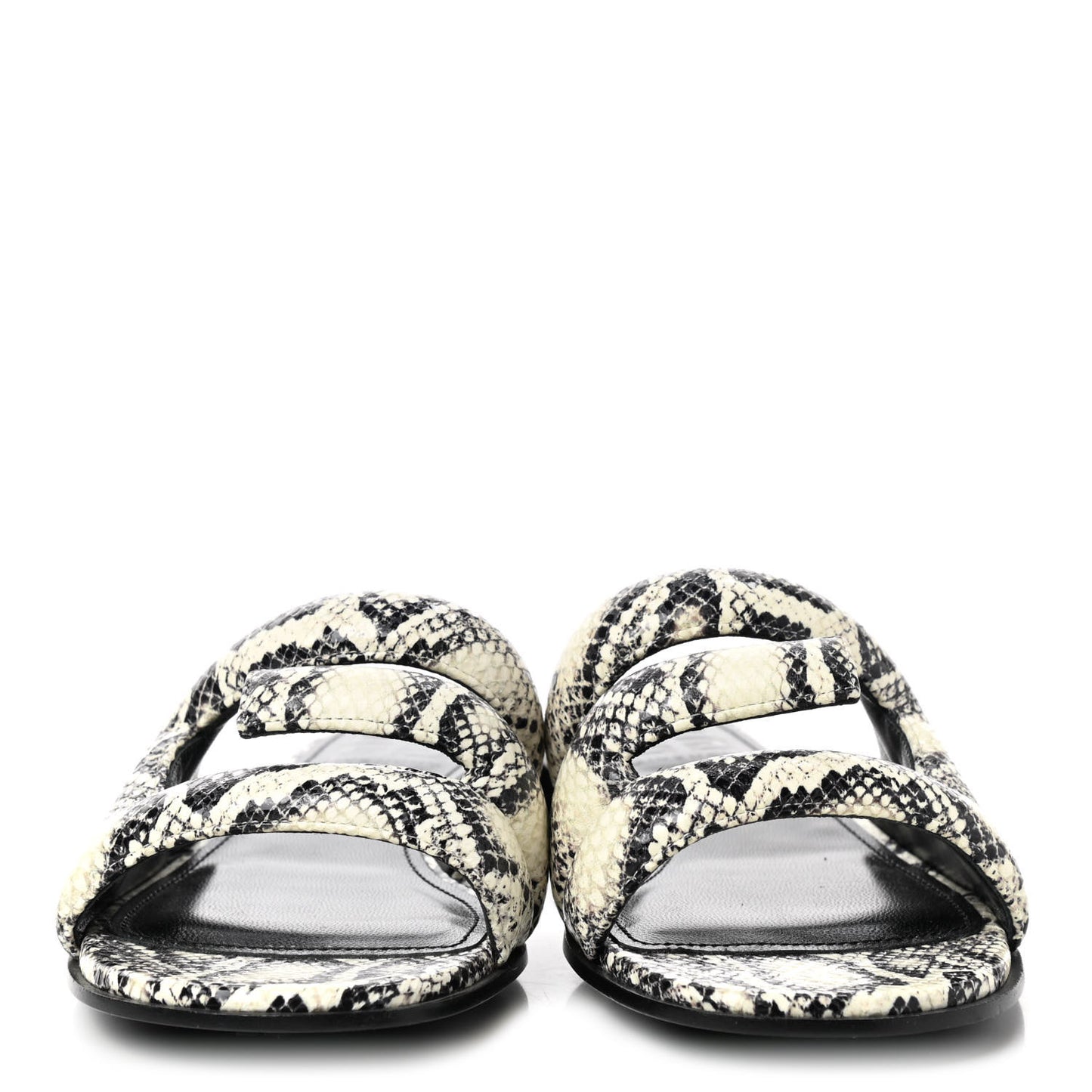 Calfskin Snakeskin Print G Flat Sandals 37 Grey