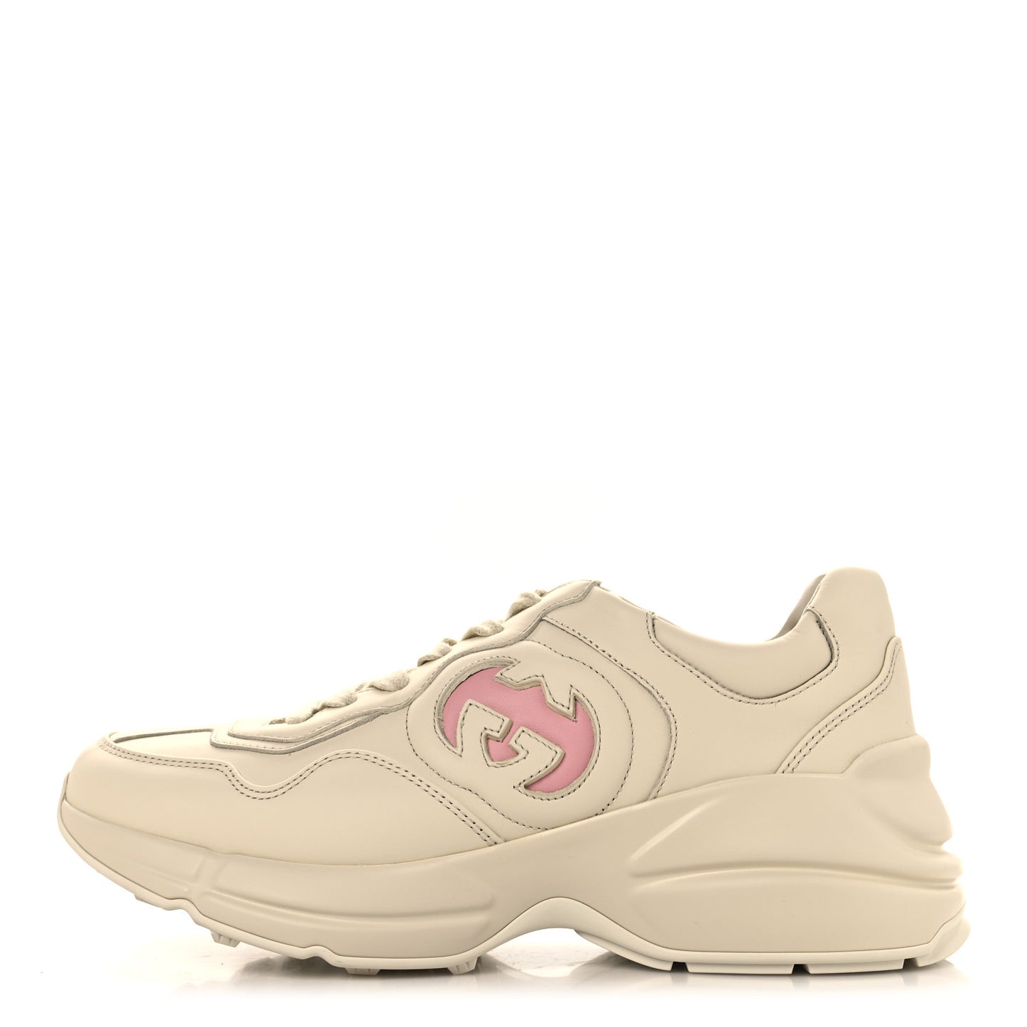 Dali Soft Calfskin Cut Out Interlocking G Womens Rhyton Sneakers 38.5 Ivoire Wild Rose