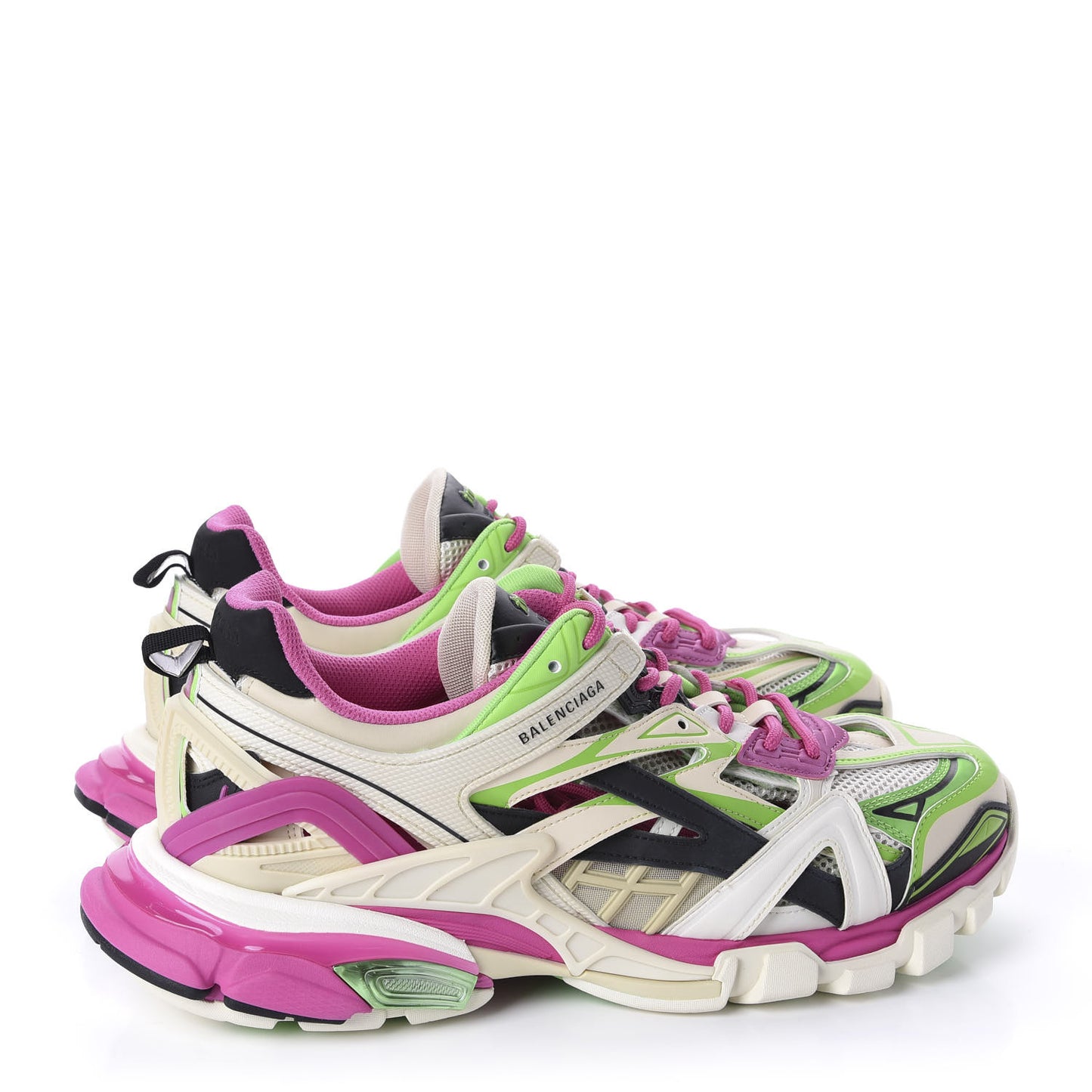 Rubber Mesh Bi-Color Mens Track.2 Open Sneakers 45 White Green Pink