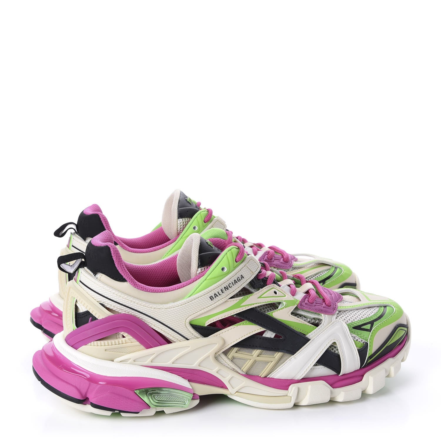 Balenciaga Rubber Mesh Bi-Color Mens Track.2 Open Sneakers 45 White Green Pink 4 of 8