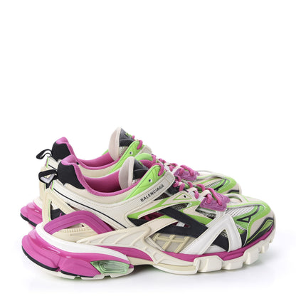 Balenciaga Rubber Mesh Bi-Color Mens Track.2 Open Sneakers 45 White Green Pink 4 of 8