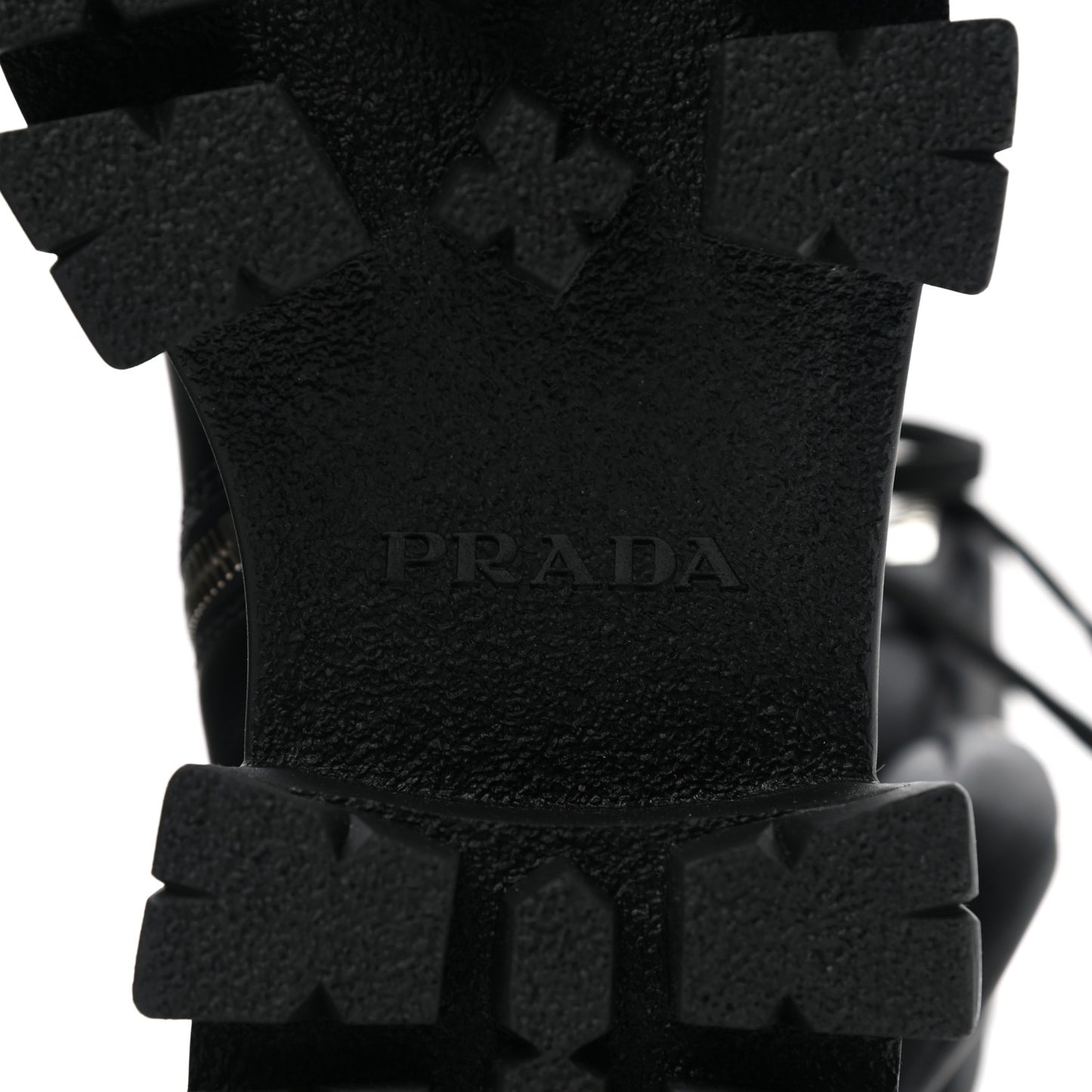 Vitello Lux Nylon Metal Triangle Logo Monolith Pouch Pocket 55mm Tall Combat Boots 36.5 Black