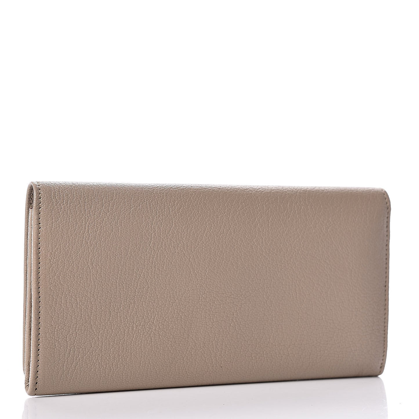 Chevre Gold Metallic Edge Hardware Money Wallet Gris Taupe