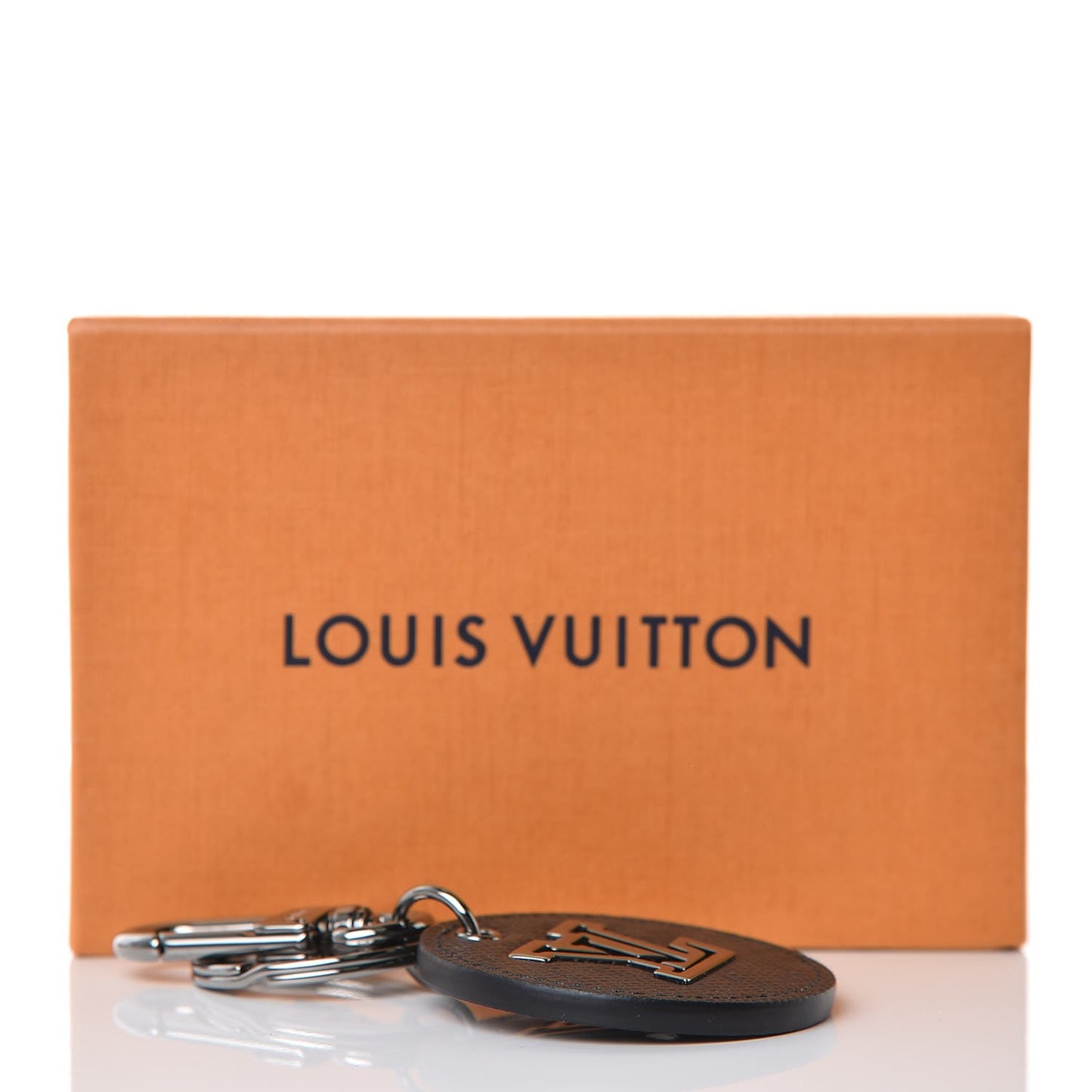 Taiga LV Circle Eyelet Bag Charm Key Holder Black