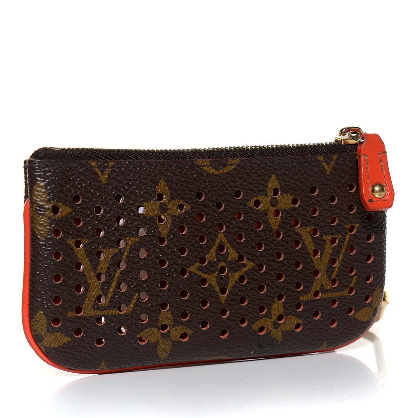 Monogram Perforated Key Pouch Orange