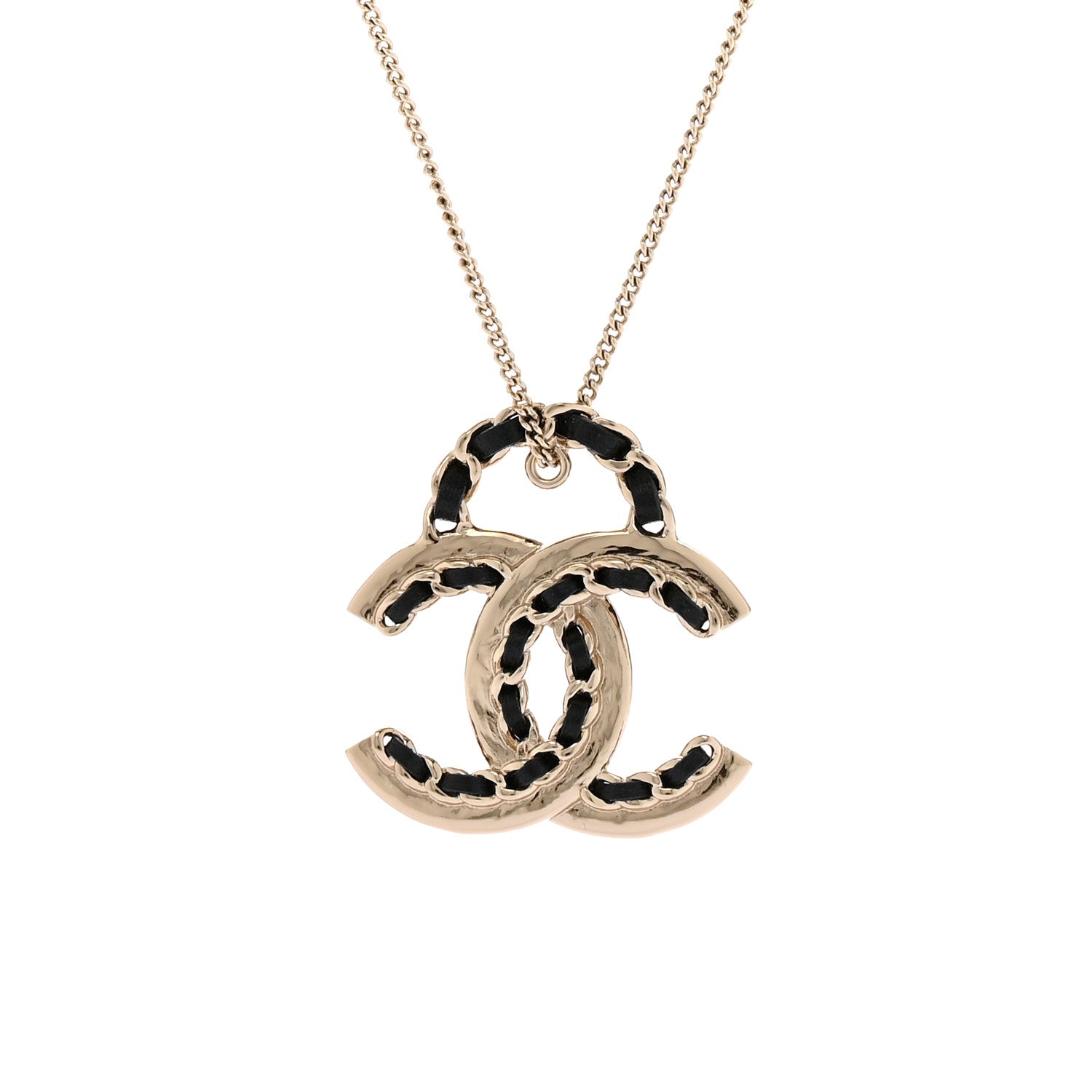 Chanel Lambskin CC Chain Necklace Gold Black 4 of 6