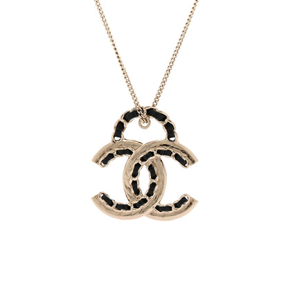 Chanel Lambskin CC Chain Necklace Gold Black 4 of 6
