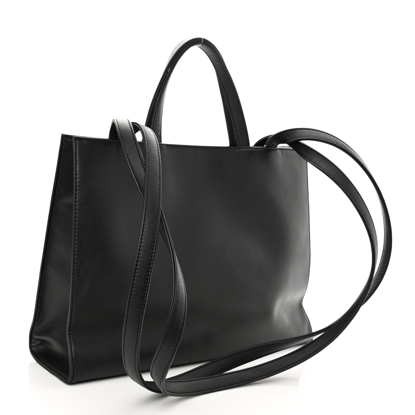 Vegan Leather Medium Shopping Bag Black