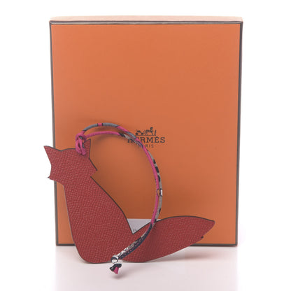 Hermes Togo Epsom Petit H Fox Bag Charm Rouge Vif Ebene 4 of 4