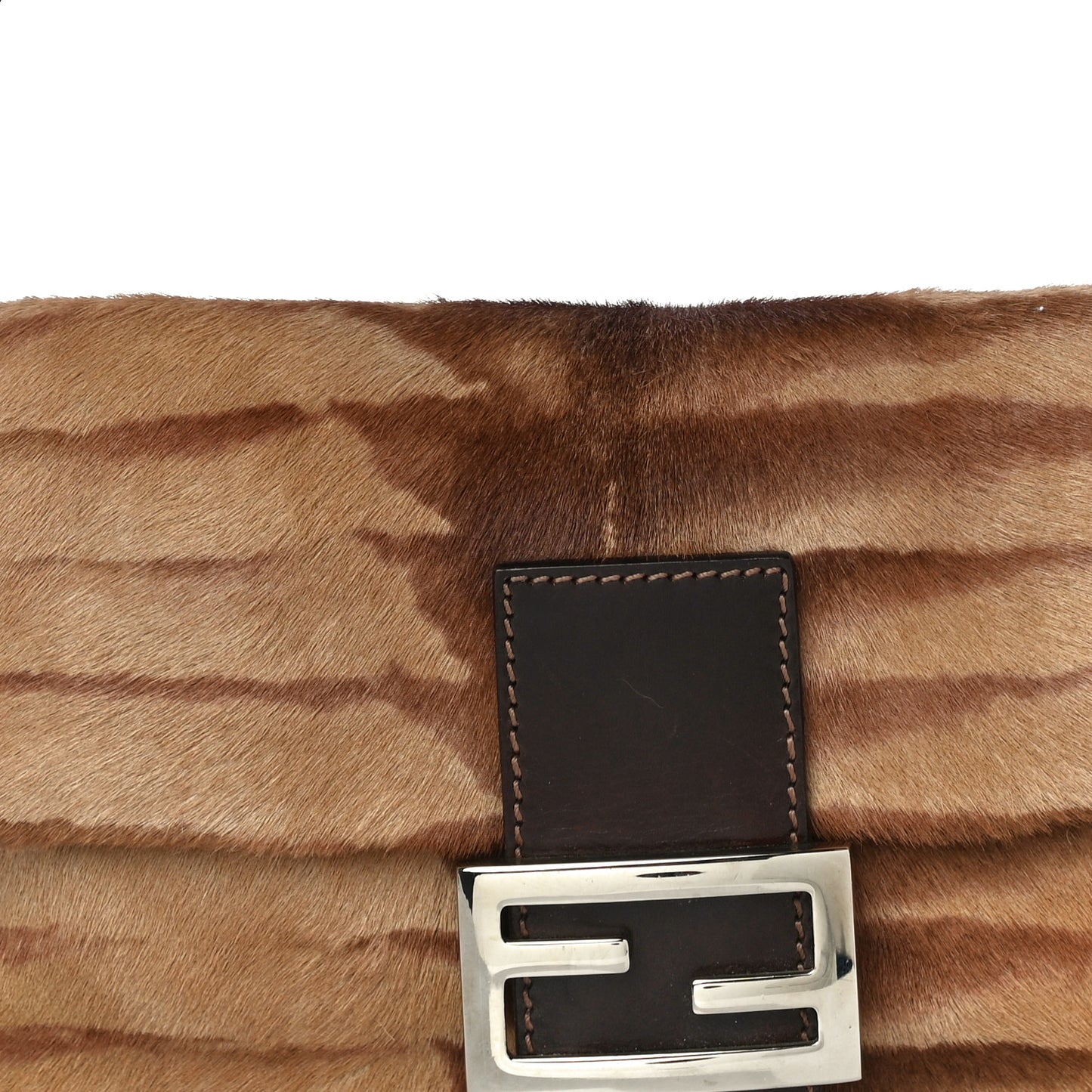 Calf Hair Zebra Print Baguette Brown