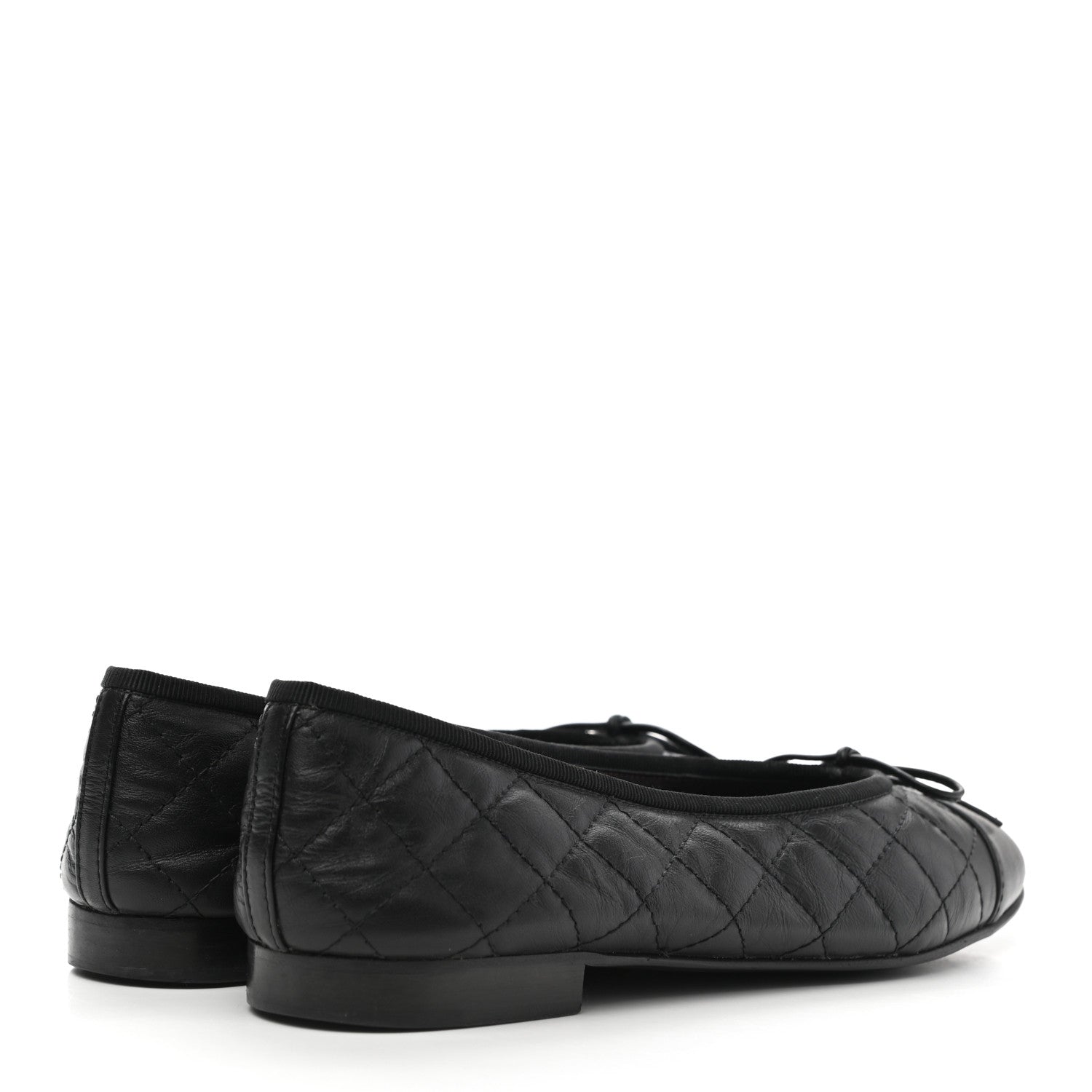 Chanel Aged Calfskin Quilted CC Cap Toe Ballerina Flats 38.5 Black 4 of 12