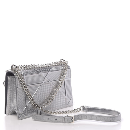 Christian Dior Metallic Patent Micro-Cannage Medium Diorama Flap Bag Silver 2 of 11