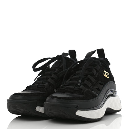 Chanel Velvet Calfskin Mixed Fibers CC Sneakers 35 Black 3 of 8