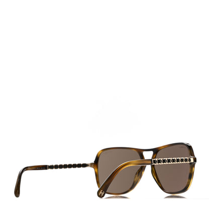 Chanel Metal Calfskin CC Chain Pilot Sunglasses 5439-Q Green Tortoise 4 of 8
