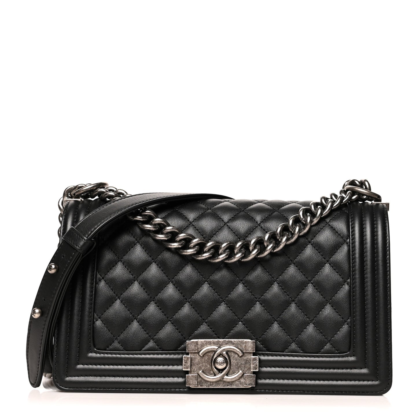 Calfskin Quilted Medium Boy Flap Black