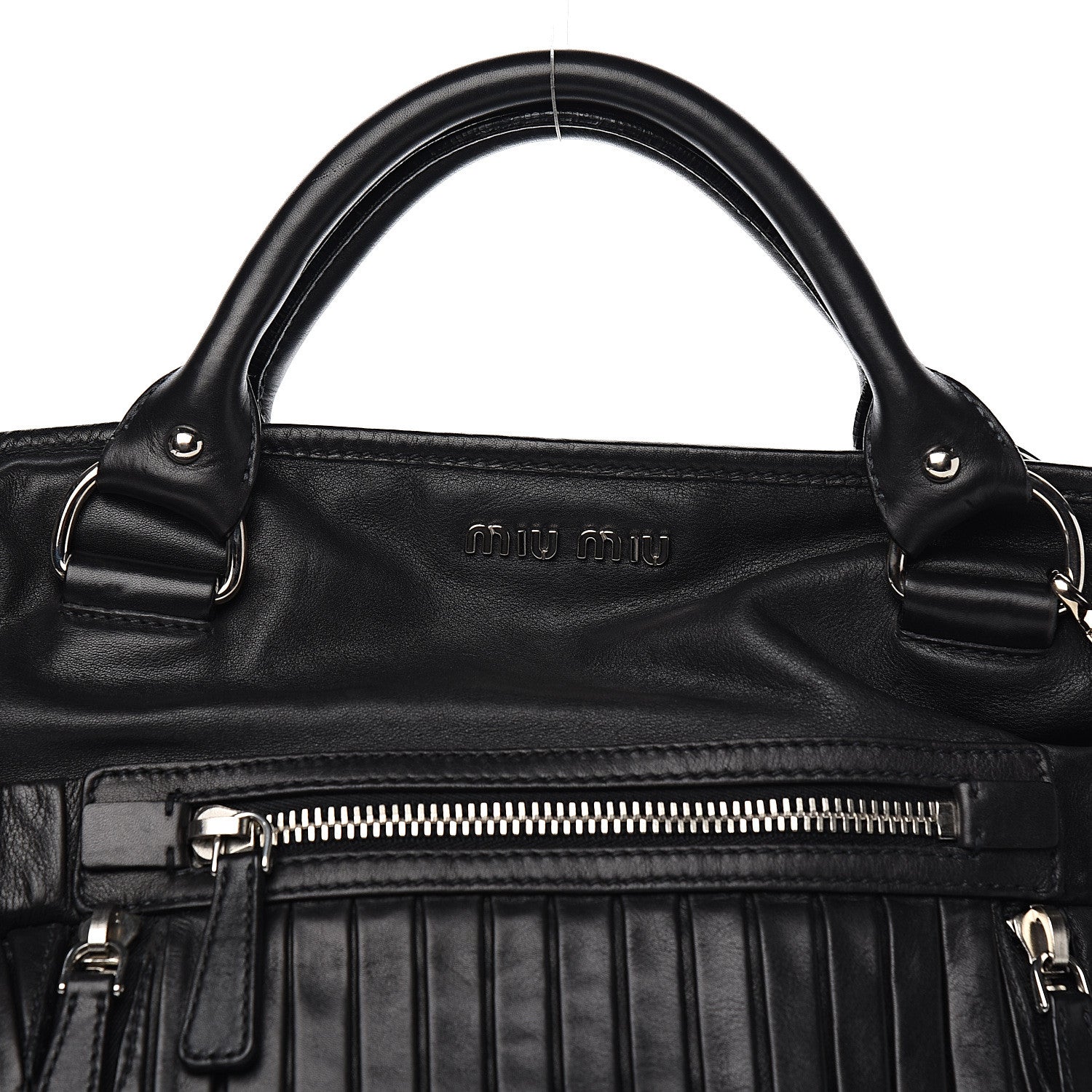 Miu Miu Nappa Plisse Zip Satchel Black 11 of 11