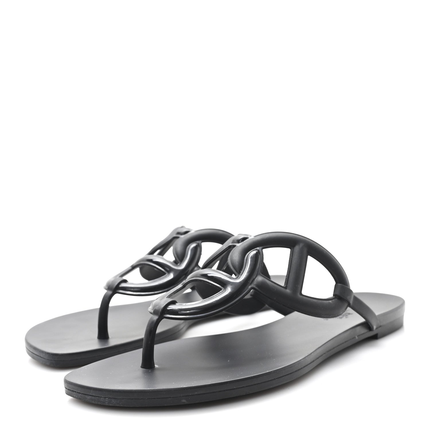 Hermes Rubber Womens Egerie Sandals 40 Black 4 of 10