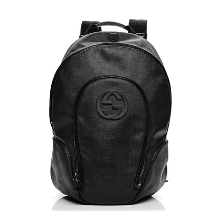 Gucci Coated Canvas Interlocking G Travel Backpack Black 1 of 11