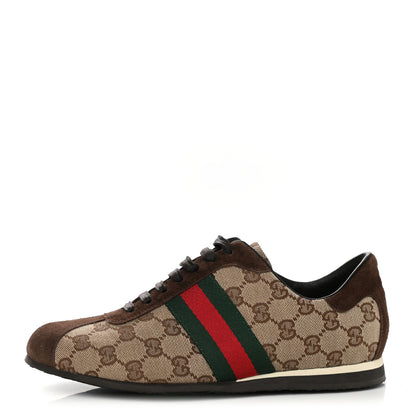 Gucci GG Monogram Suede Vintage Web Womens Sneakers 8 Dark Chestnut 1 of 9