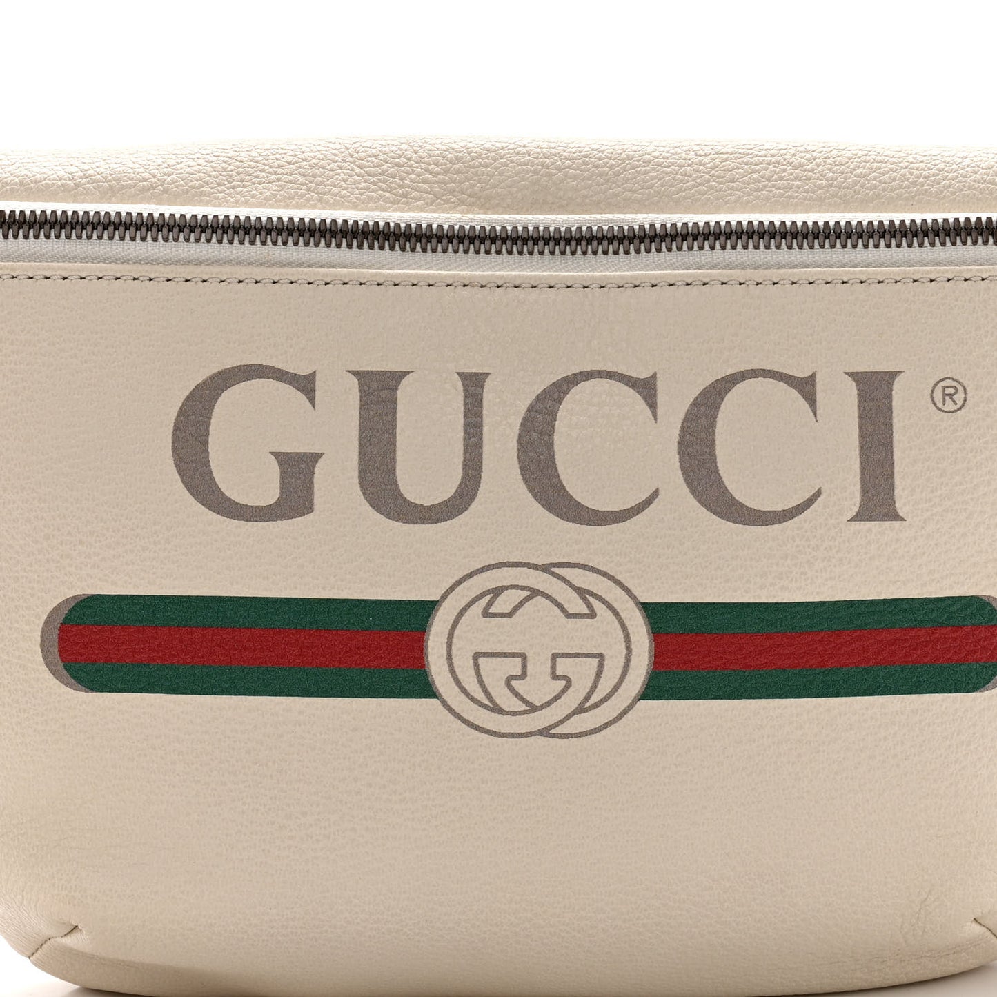 Grained Calfskin Logo Belt Bag White