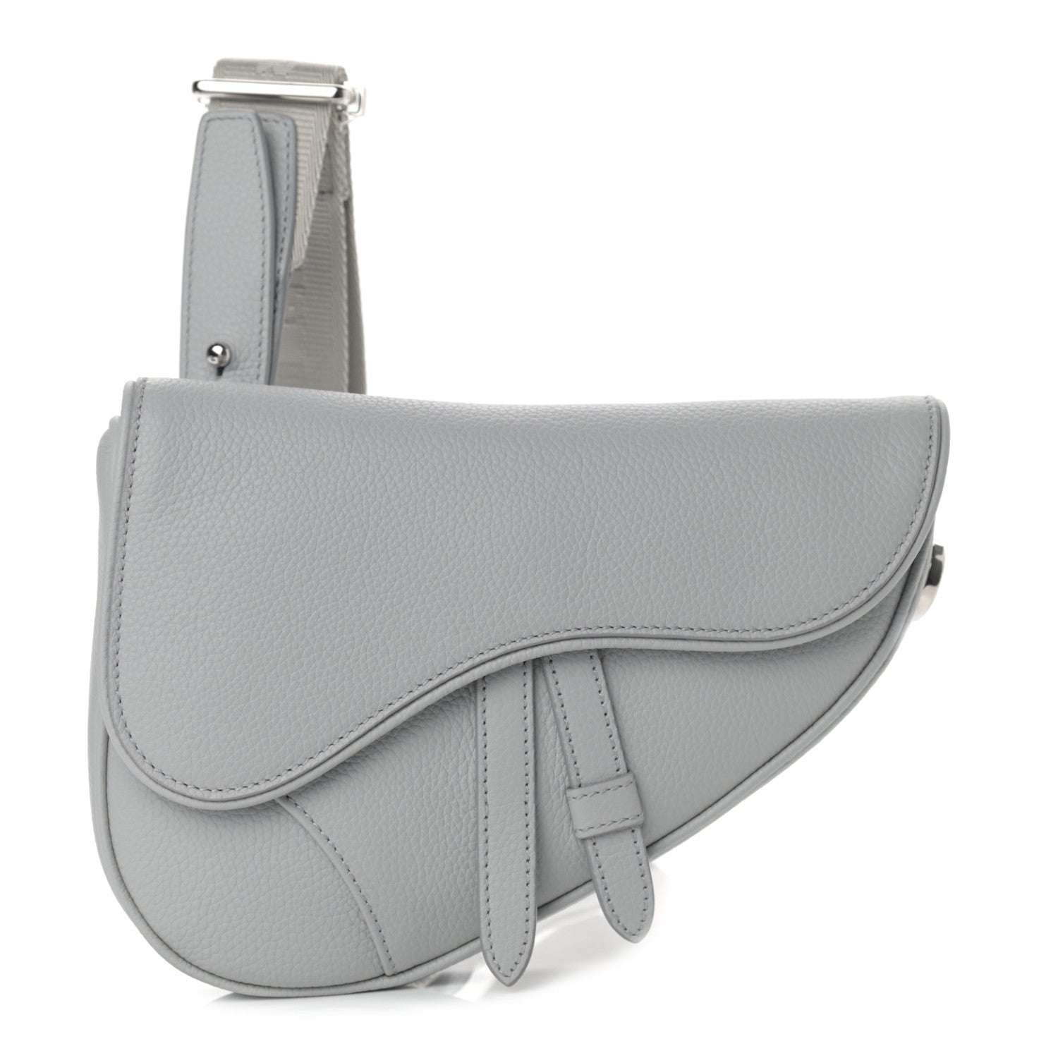 Christian Dior Grained Calfskin Mens Mini Saddle Bag Gray 1 of 9