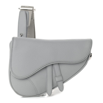 Christian Dior Grained Calfskin Mens Mini Saddle Bag Gray 1 of 9