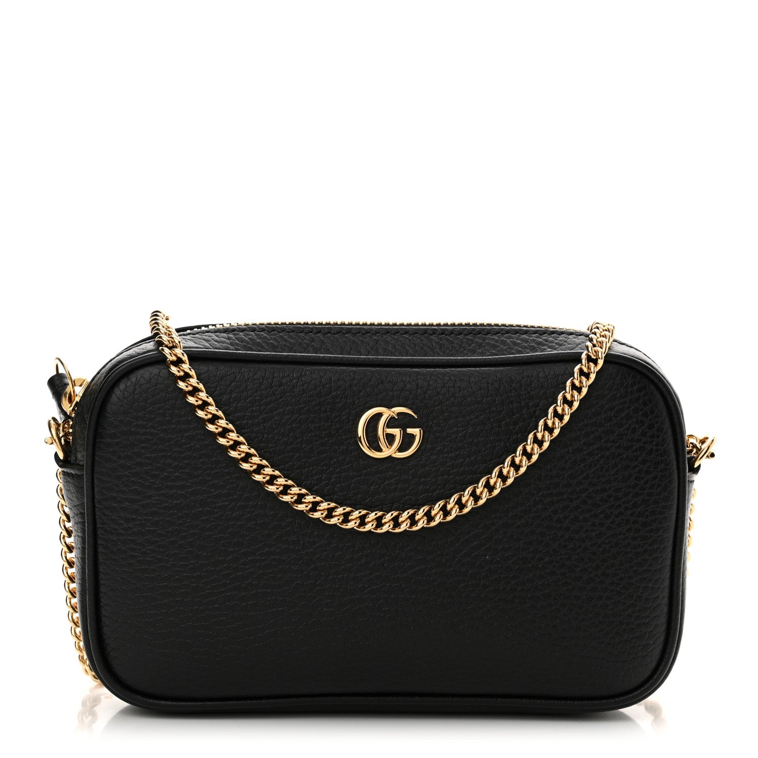 Gucci Dollar Calfskin Super Mini GG Marmont Chain Shoulder Bag Black 1 of 11