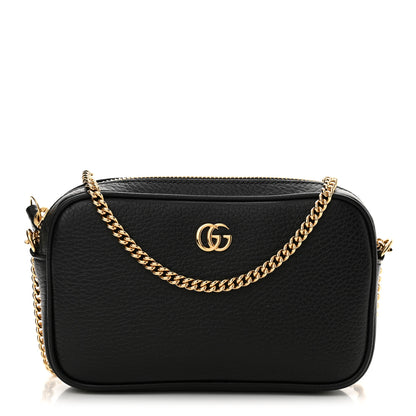 Gucci Dollar Calfskin Super Mini GG Marmont Chain Shoulder Bag Black 1 of 11