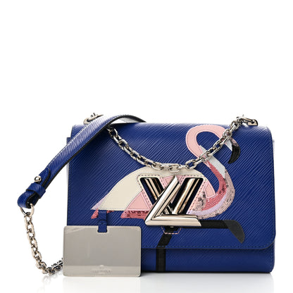 Louis Vuitton Epi Flamingo Twist Shoulder Bag MM Blue 3 of 11