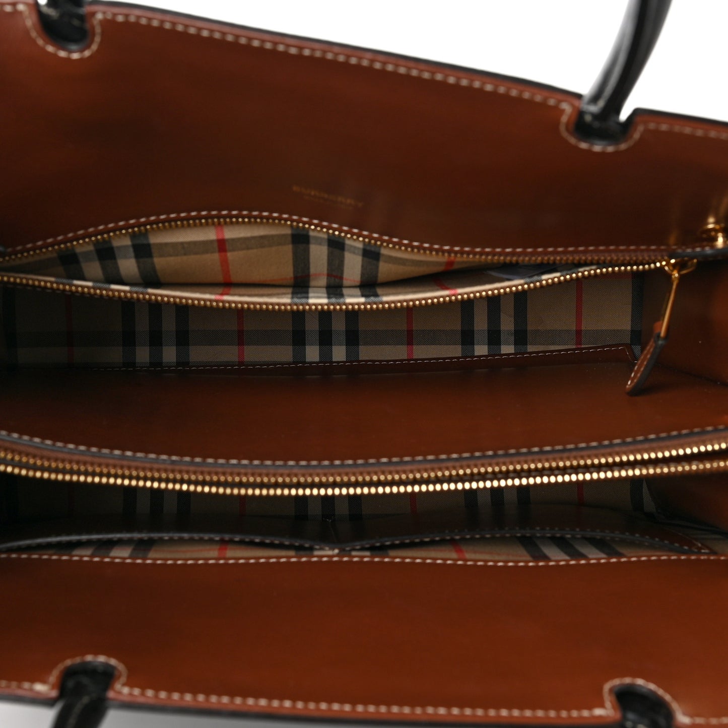 Calfskin Vintage Check Medium Two Handle Title Bag Black