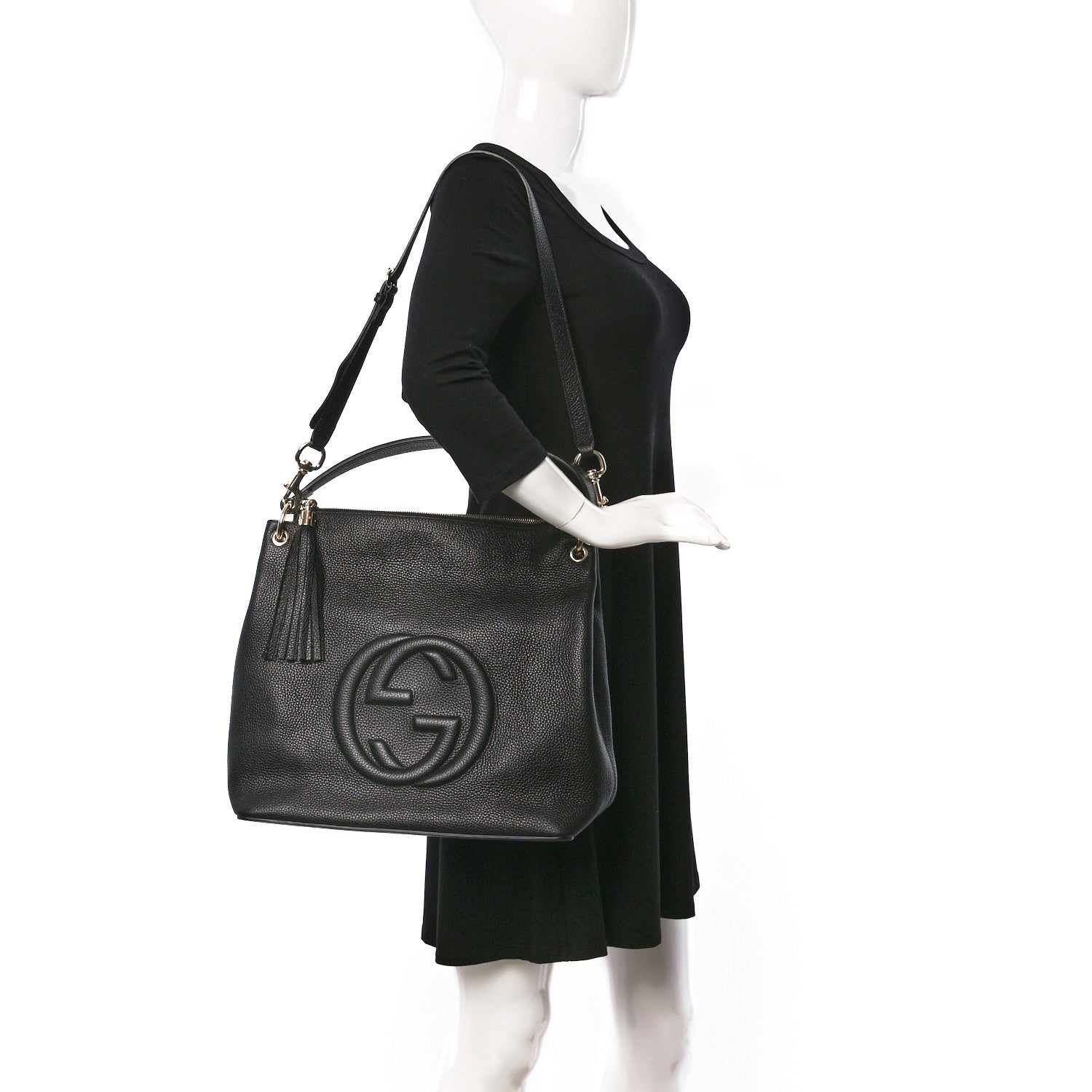 Gucci Pebbled Calfskin Large Soho Hobo Black 2 of 13