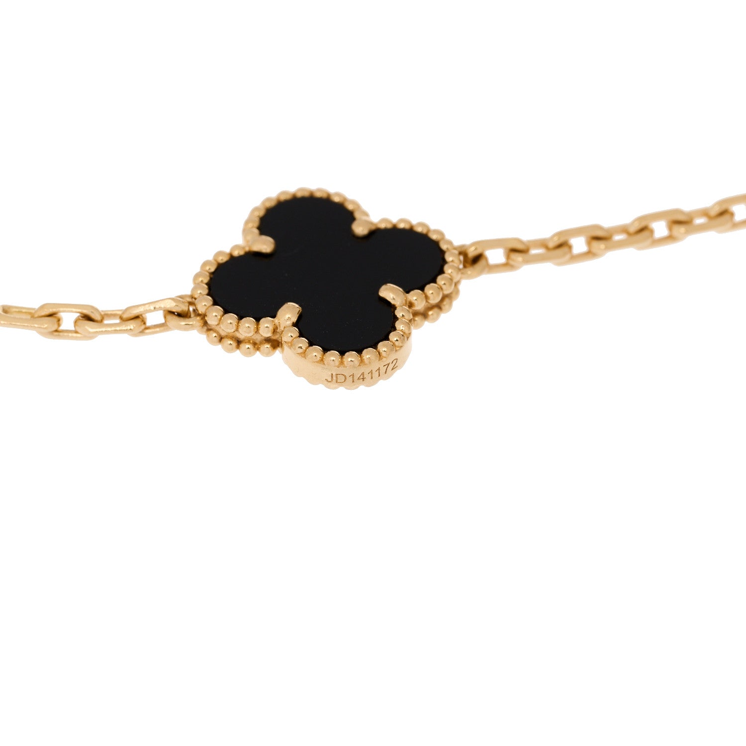 Van Cleef & Arpels 18K Yellow Gold Black Onyx 20 Motifs Vintage Alhambra Necklace 6 of 6