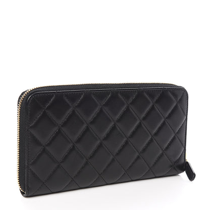 Chanel Lambskin Quilted Large Gusset Zip Around Wallet Black 3 of 13